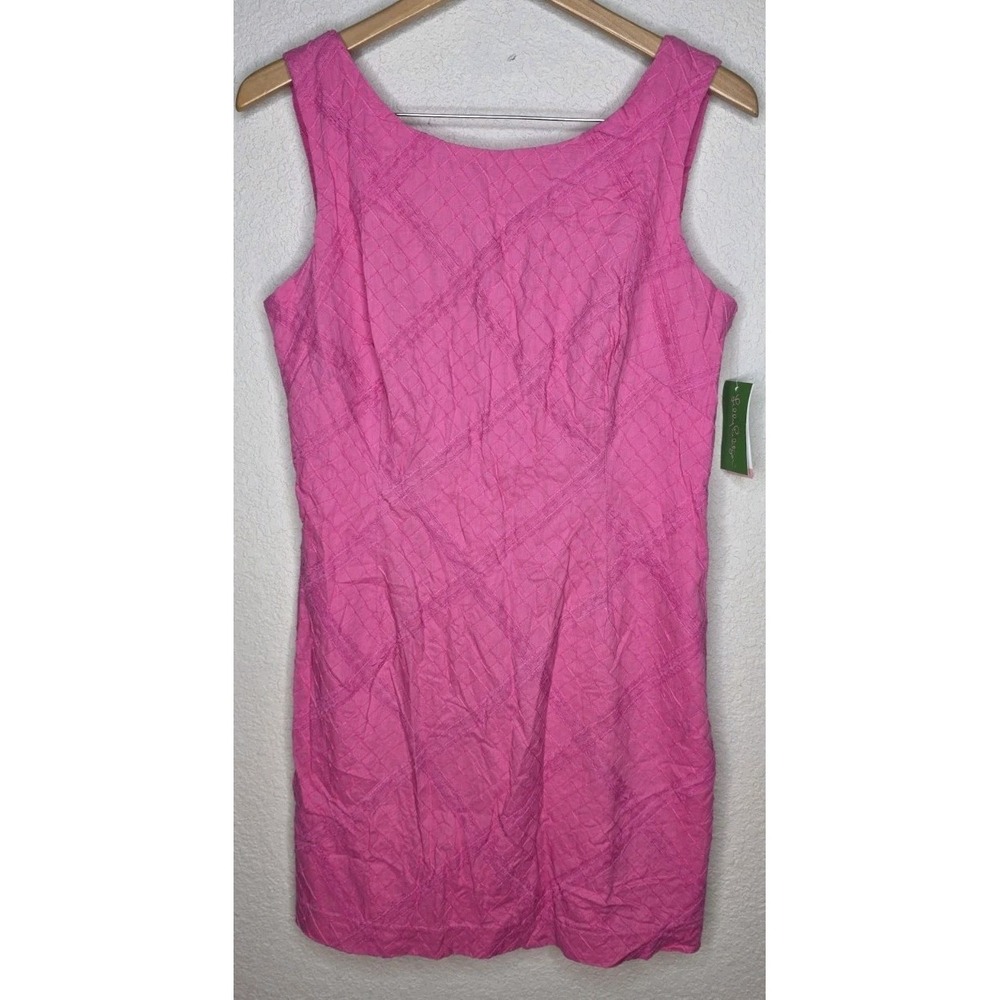 New Lilly Pulitzer Sunshine Dress Hot Pink Lace Cotton Back Zip Cottage Women 10